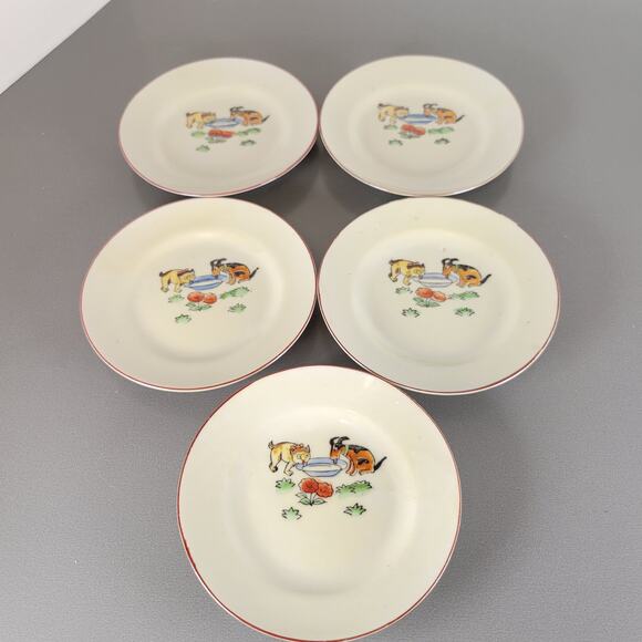 Vintage Japan Child Tea Set Cat Dog Design Teapot Cups Saucers Plates 16 Pc - Picture 6 of 16